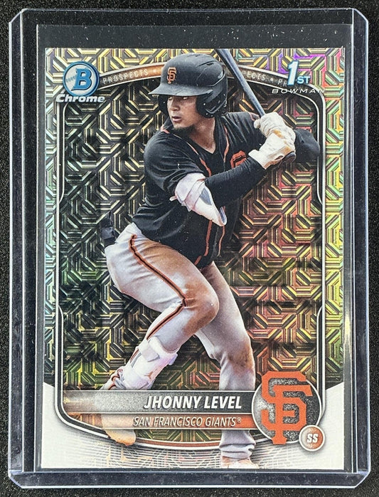 JHONNY LEVEL 2025 BOWMAN #BCP-147 CHROME MEGA BOX REFRACTOR 1ST PROSPECT GIANTS