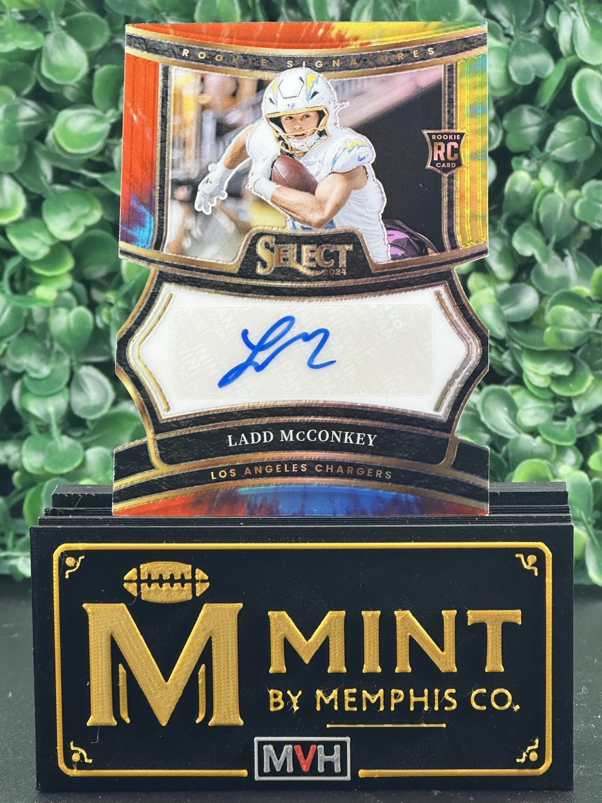 LADD MCCONKEY 2024 SELECT DIE CUT TIE DYE AUTO /25 RC NUMBER MATCH SSP CHARGERS