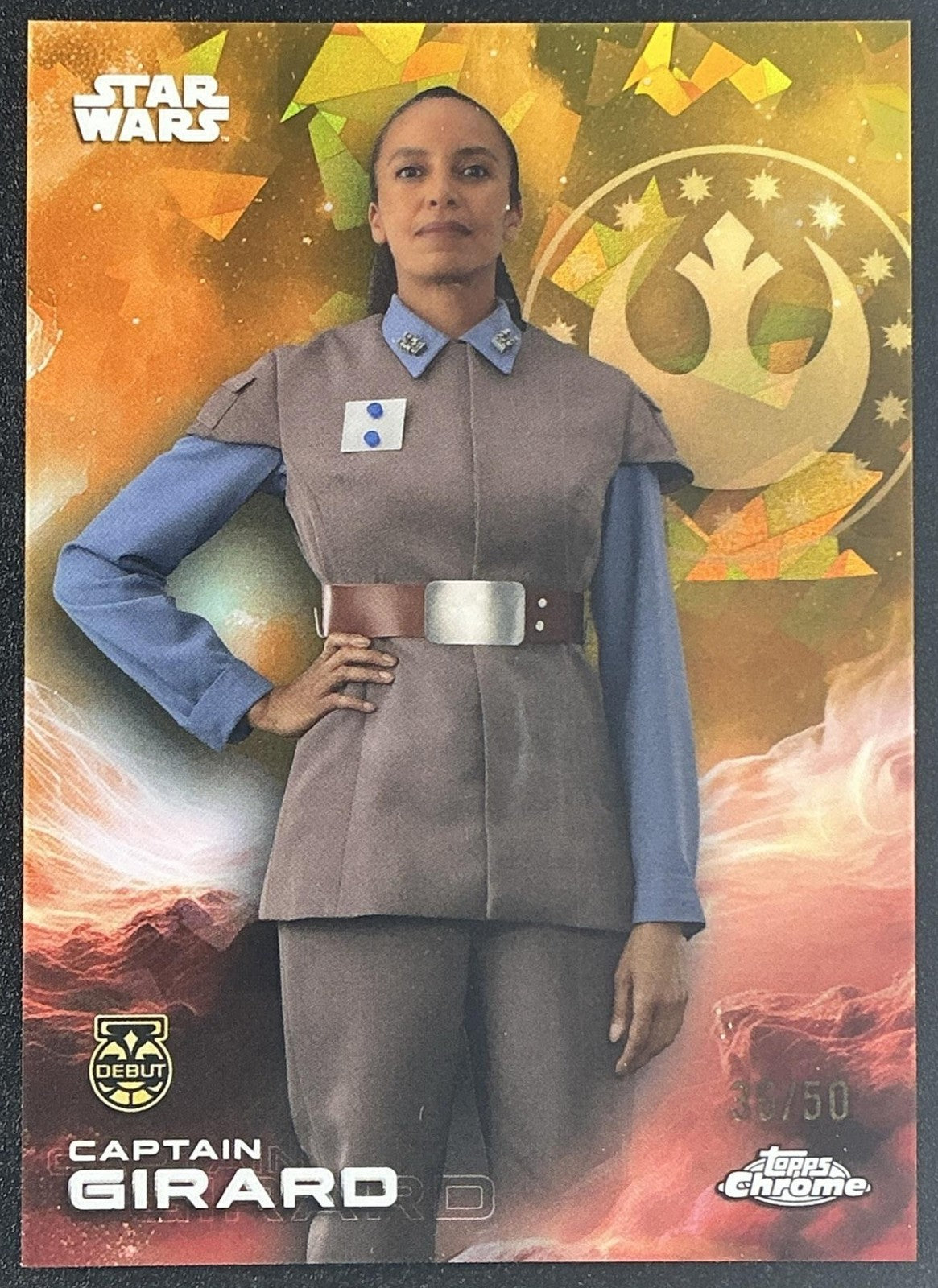 CAPTAIN GIRARD 2025 TOPPS CHROME STAR WARS SAPPHIRE #17 GOLD 33/50 DEBUT