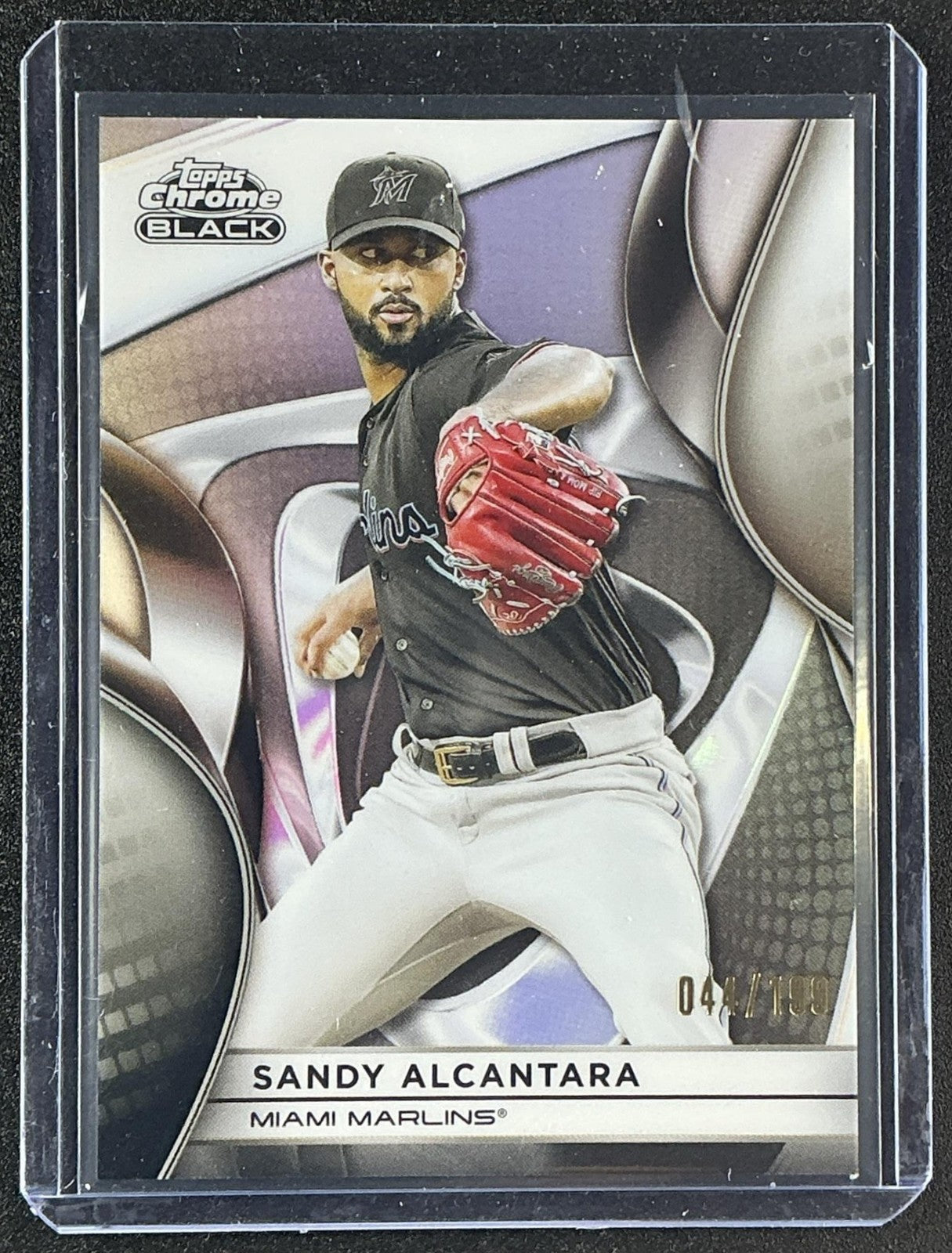 2025 Topps Chrome Black #132 Sandy Alcantara #/199 Miami Marlins