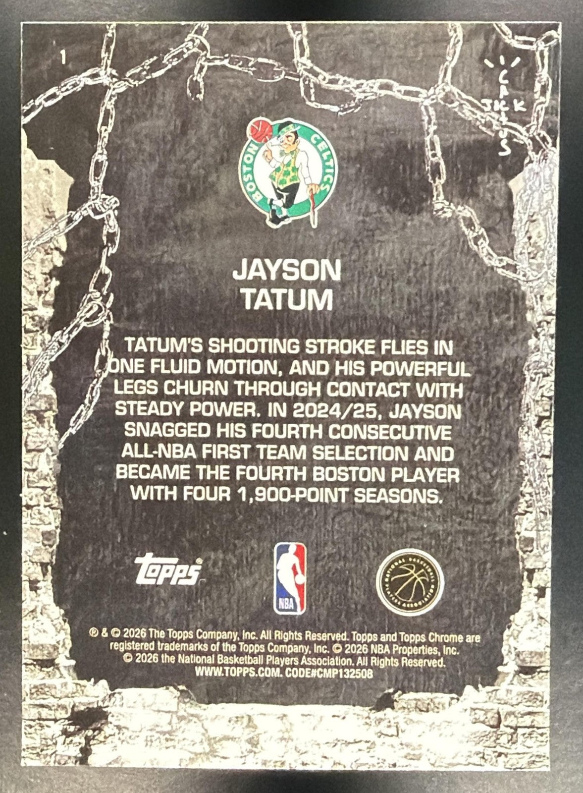 JAYSON TATUM 2025-26 TOPPS CHROME X CACTUS JACK #1 CELTICS