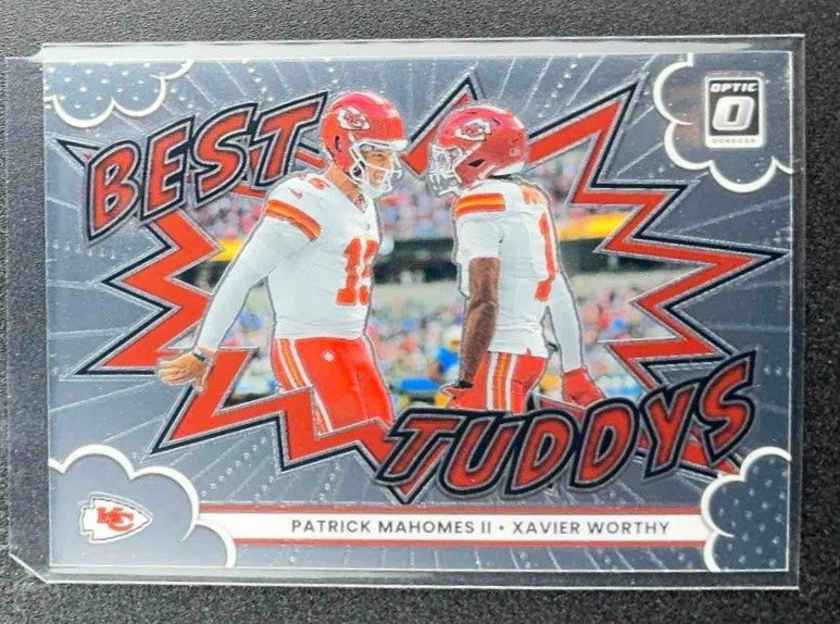PATRICK MAHOMES II XAVIER WORTHY 2025 PANINI DONRUSS OPTIC #1 BEST TUDDYS CHIEFS