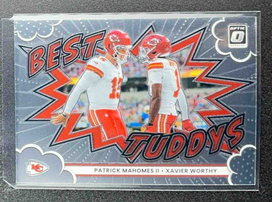 PATRICK MAHOMES II XAVIER WORTHY 2025 PANINI DONRUSS OPTIC #1 BEST TUDDYS CHIEFS