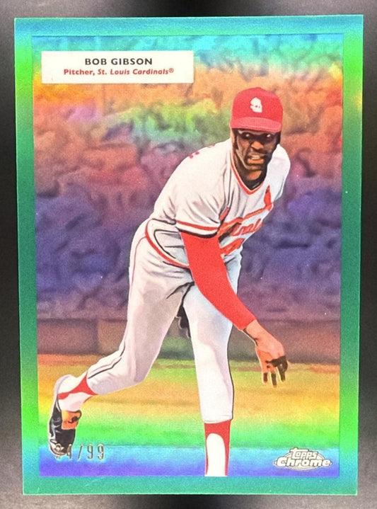 2025 Topps Chrome Platinum Lou Brock Bob Gibson Green Refractor /99