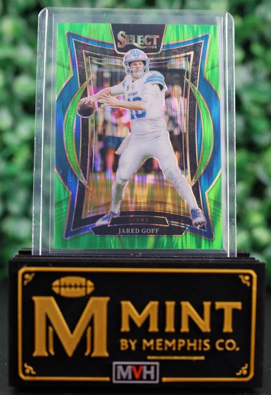 JARED GOFF  2024 PANINI SELECT NEON GREEN PRIZM SHOCK /599 DETROIT LIONS