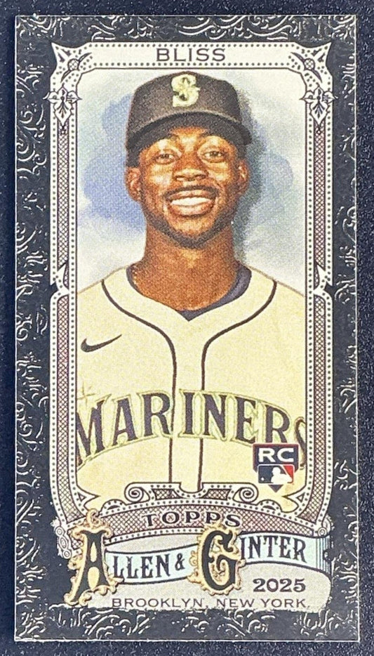 RYAN BLISS 2025 TOPPS ALLEN & GINTER #205 MINI BLACK BORDERED RC MARINERS