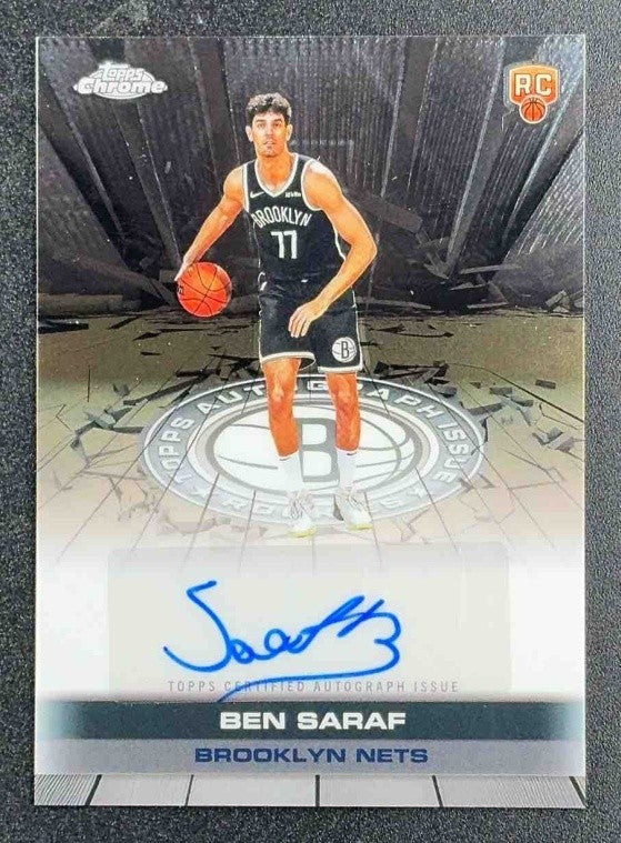 BEN SARAF 2025-26 TOPPS CHROME #TAUR2-BS CERTIFIED AUTO ISSUE ROOKIES RC NETS