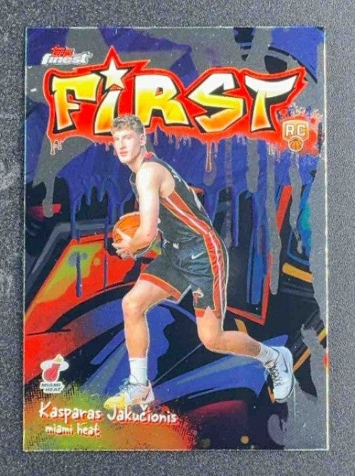 KASPARAS JAKUCIONIS 2025-26 TOPPS FINEST #F-20 FIRST RC HEAT