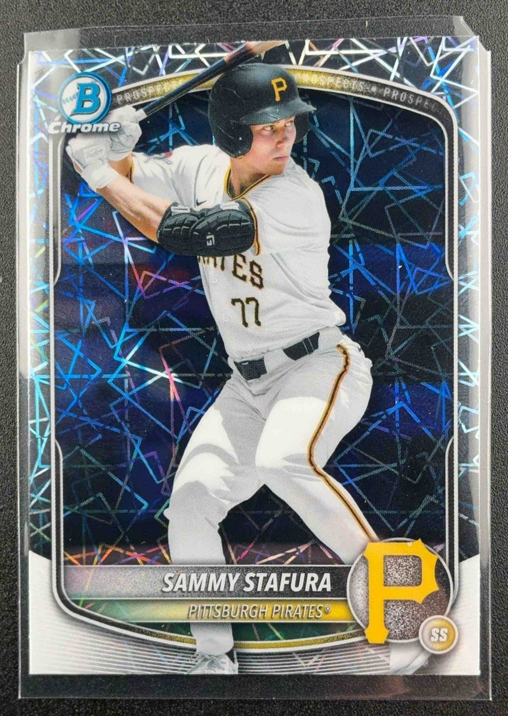 SAMMY STAFURA 2025 BOWMAN DRAFT #BDC-187 CHROME LASER REFRACTOR PIRATES