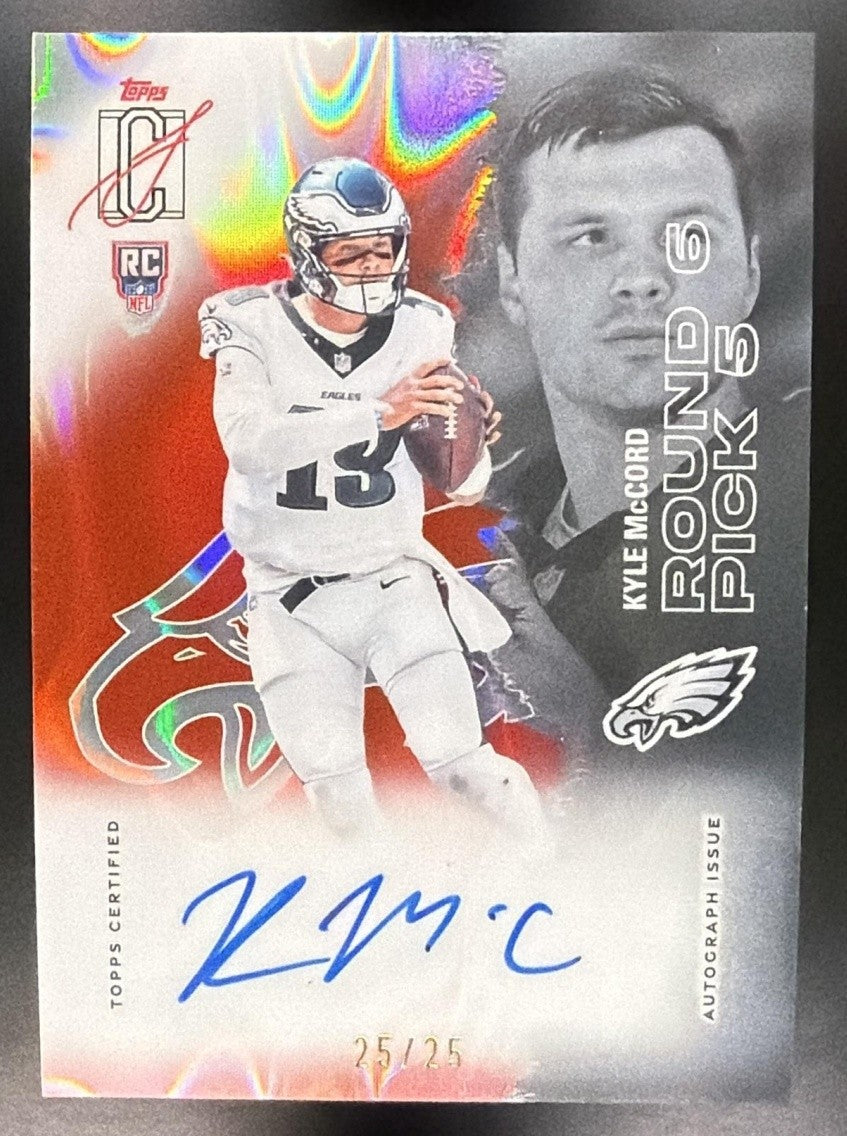 2025 TOPPS SIGNATURE KYLE MCCORD ROOKIE CHROME AUTO RED LAVA 25/25 RC BOOKEND