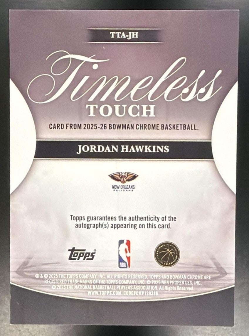 2025 Bowman Jordan Hawkins #TTA-JH Timeless Touch Signatures Chrome Auto