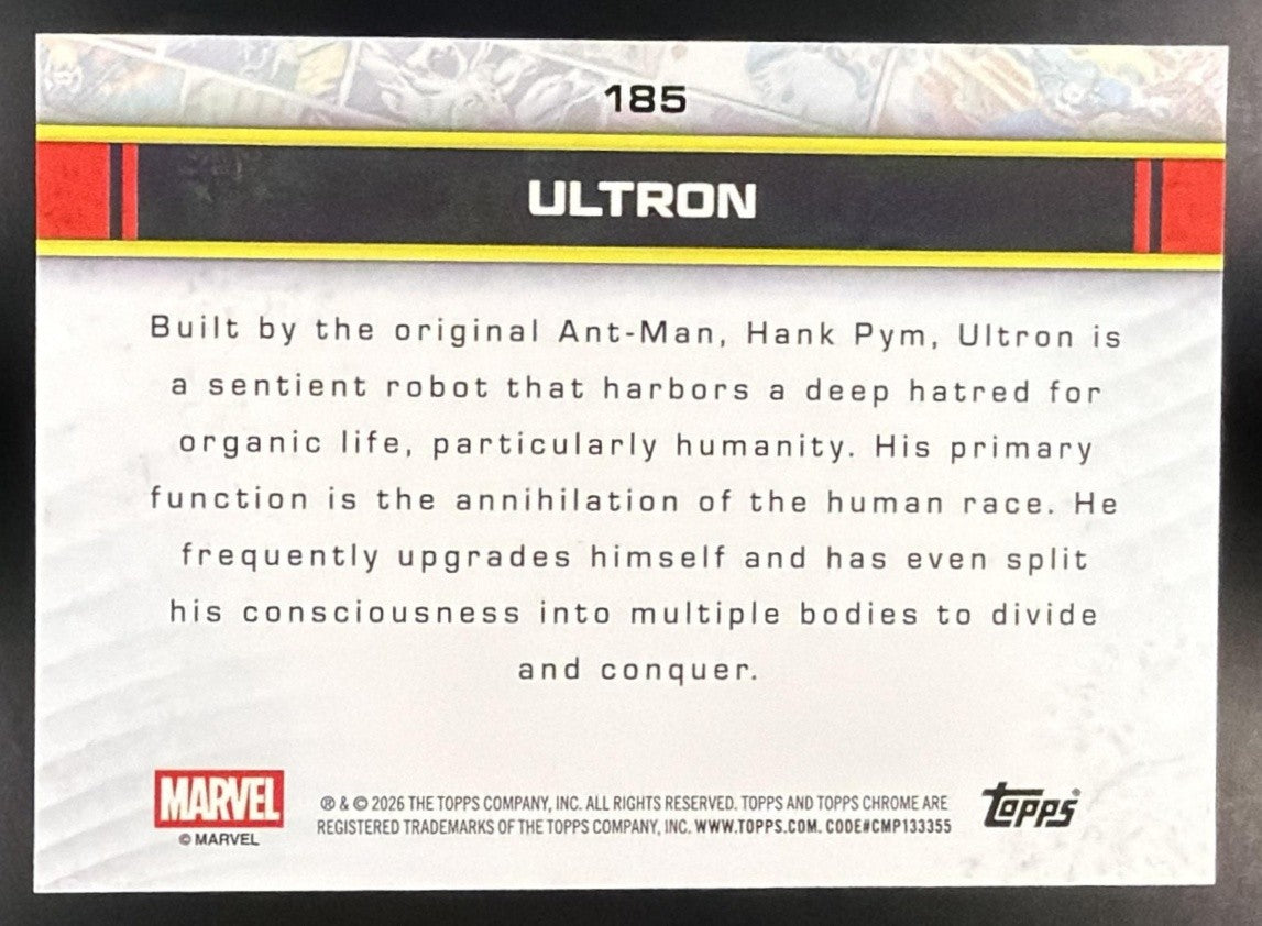 ULTRON 2026 TOPPS CHROME MARVEL COMICS #185 REFRACTOR