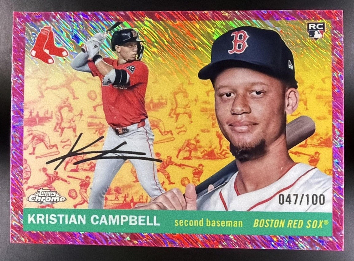 2025 Topps Chrome Platinum Kristian Campbell Toile Cream/Fuchsia Shimmer /100 RC