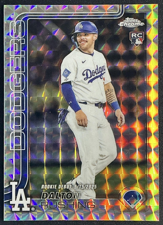 DALTON RUSHING 2025 TOPPS CHROME UPDATE #USC151 GEOMETRIC REFRACTOR RC DODGERS