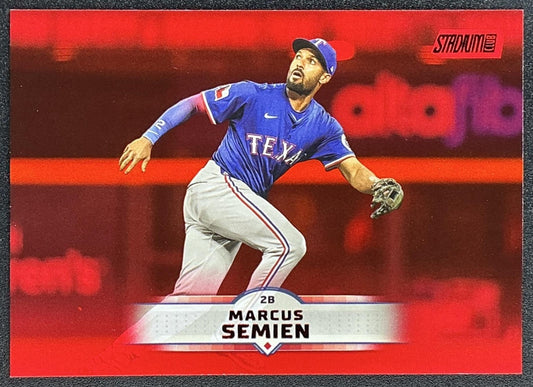 MARCUS SEMIEN 2025 TOPPS STADIUM CLUB #137 RED FOIL RANGERS