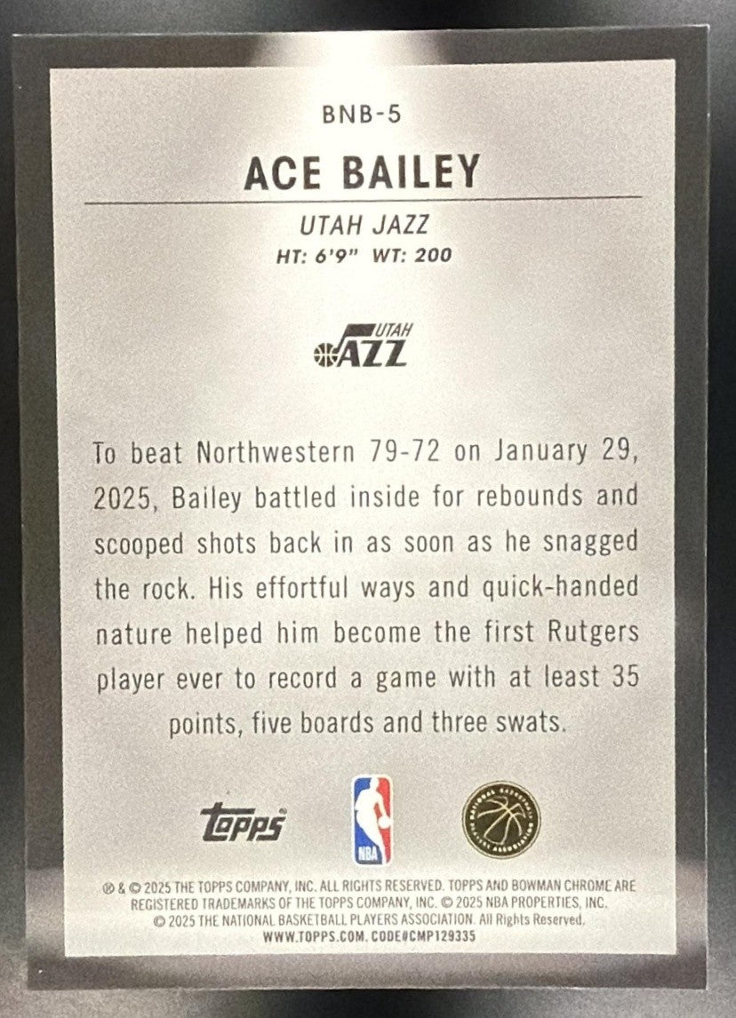 ACE BAILEY 2025-26 BOWMAN #BNB-5 SPOTLIGHTS SP RC JAZZ