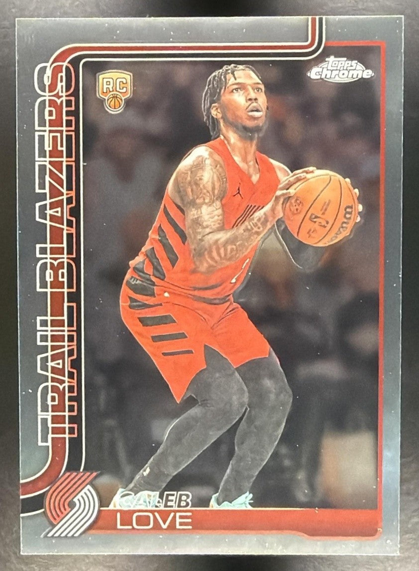 CALEB LOVE 2025-26 TOPPS CHROME UPDATE #198 RC TRAIL BLAZERS