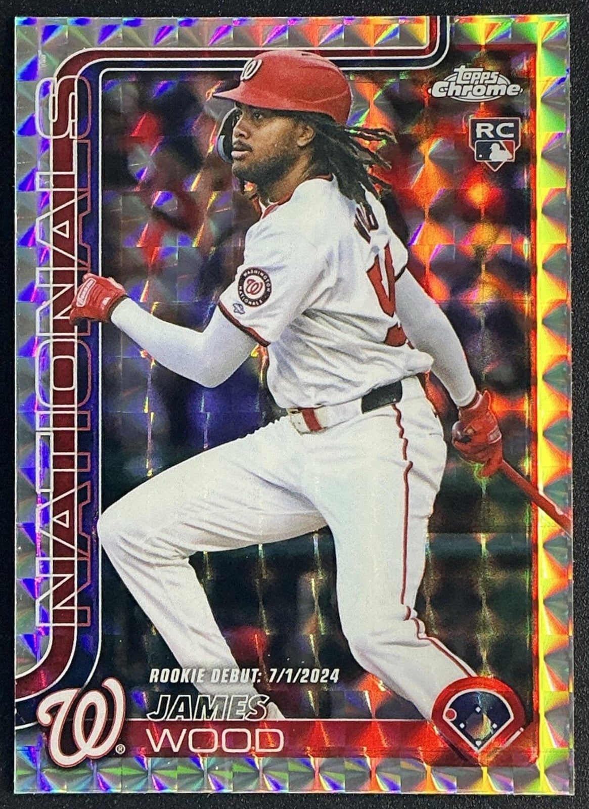JAMES WOOD 2025 TOPPS CHROME UPDATE #USC95 GEOMETRIC REFRACTOR RC NATIONALS