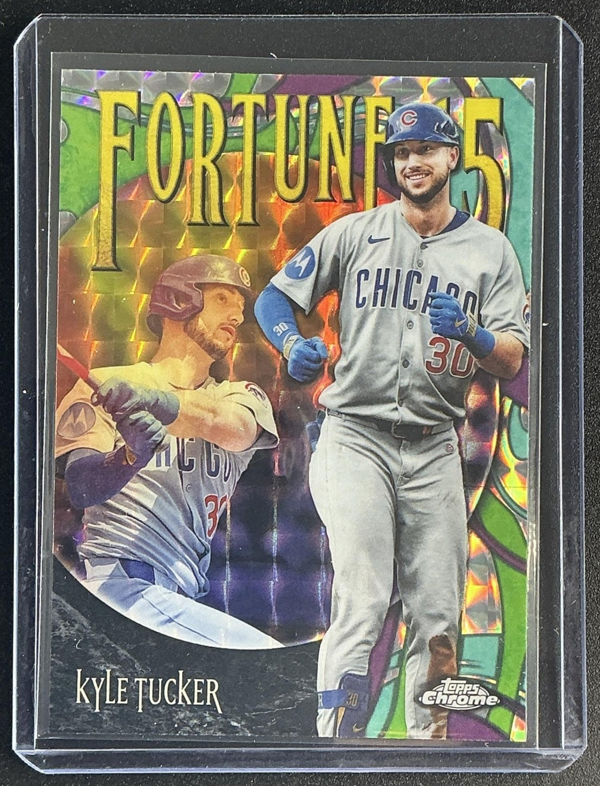 KYLE TUCKER 2025 TOPPS CHROME UPDATE #F15-5 FORTUNE 15 GEOMETRIC REFRACTOR CUBS