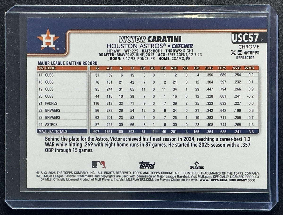 VICTOR CARATINI 2025 TOPPS CHROME UPDATE #USC57 REFRACTOR ASTROS