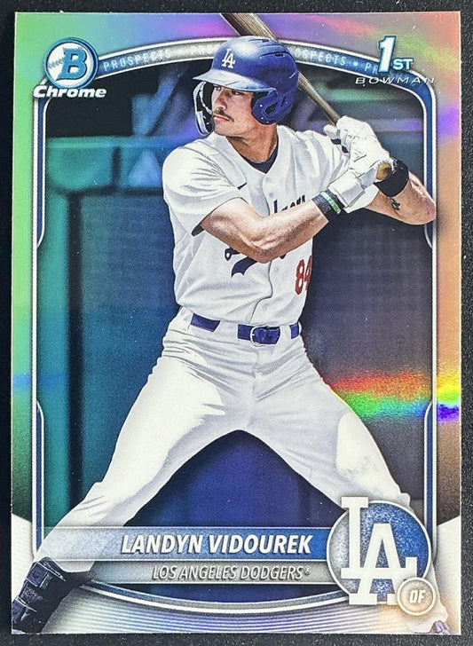 LANDYN VIDOUREK 2025 BOWMAN DRAFT #BDC-158 CHROME REFRACTOR 1ST PROSPECT DODGERS