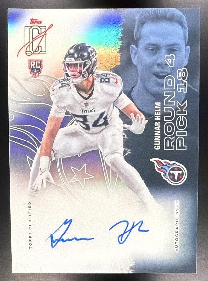 GUNNAR HELM 2025 TOPPS SIGNATURE CLASS #166 ROOKIE CHROME AUTO RC TITANS