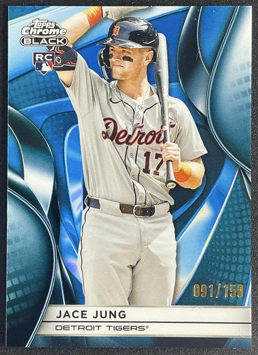 JACE JUNG 2025 TOPPS CHROME BLACK #134 BLUE REFRACTOR 91/150 RC TIGERS