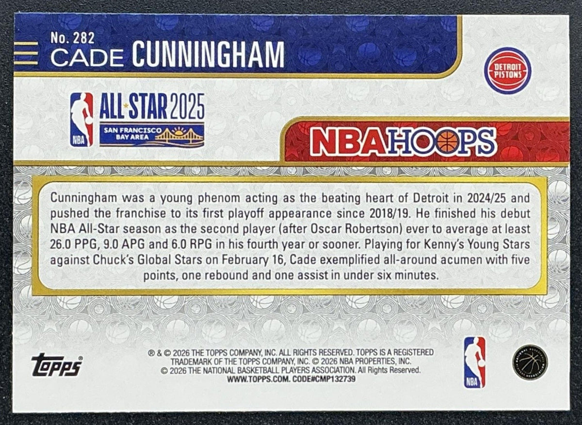 CADE CUNNINGHAM 2025-26 TOPPS HOOPS #282 RAINBOW FOIL ALL-STAR PISTONS