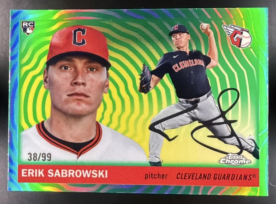 2025 Topps Chrome Platinum Erik Sabrowski #259 Green Vibrations Refractor /99 RC