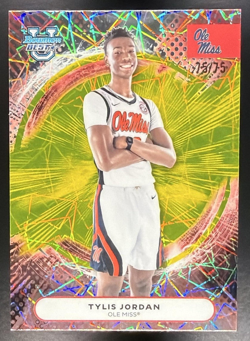 2025 Bowman Best University Tylis Jordan #8 Yellow Lazer Refractor /75