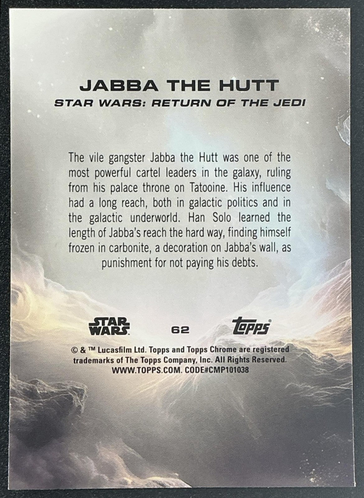 JABBA THE HUTT 2025 TOPPS CHROME STAR WARS SAPPHIRE #62