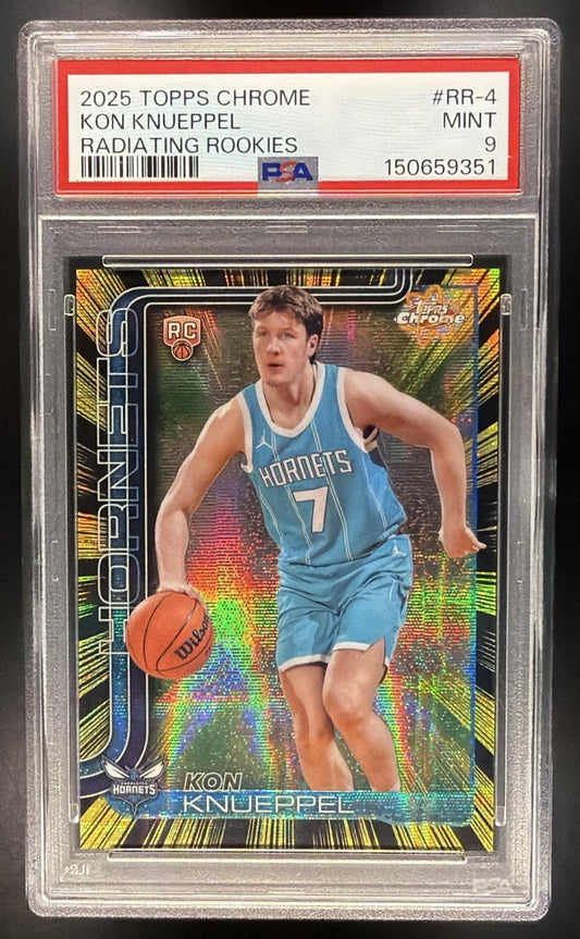 KON KNUEPPEL 2025-26 TOPPS CHROME #RR-4 RADIATING ROOKIE RC SSP HORNETS PSA 9