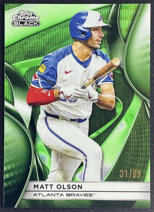 MATT OLSON 2025 TOPPS CHROME BLACK #91 GREEN WAVE REFRACTOR 31/99 BRAVES