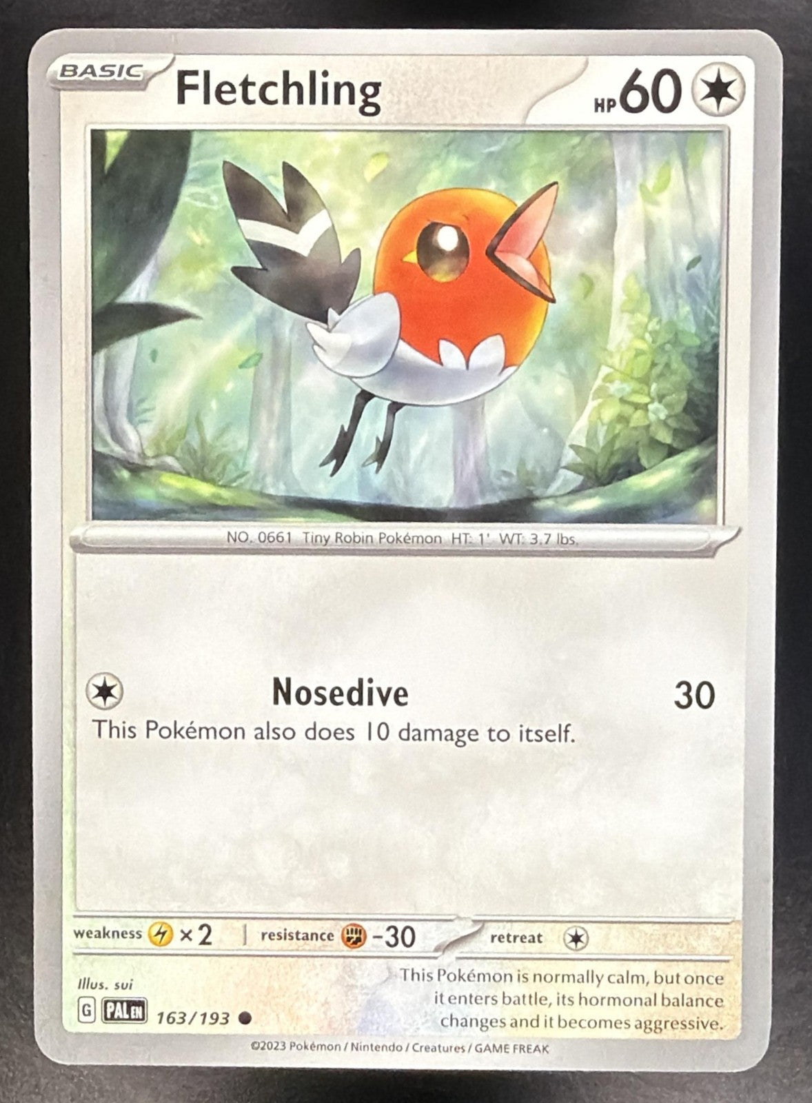 FLETCHLING 2023 POKEMON SCARLET & VIOLET PALDEA EVOLVED #163/193