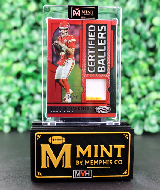 PATRICK MAHOMES 2025 CERTIFIED BALLERS MIRROR RED /49 SSP COLOR  MATCH CHIEFS