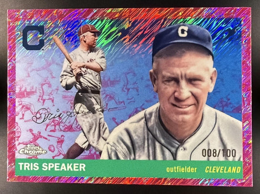 2025 Topps Chrome Platinum Tris Speaker #438 Toile Cream/Fuchsia Shimmer /100