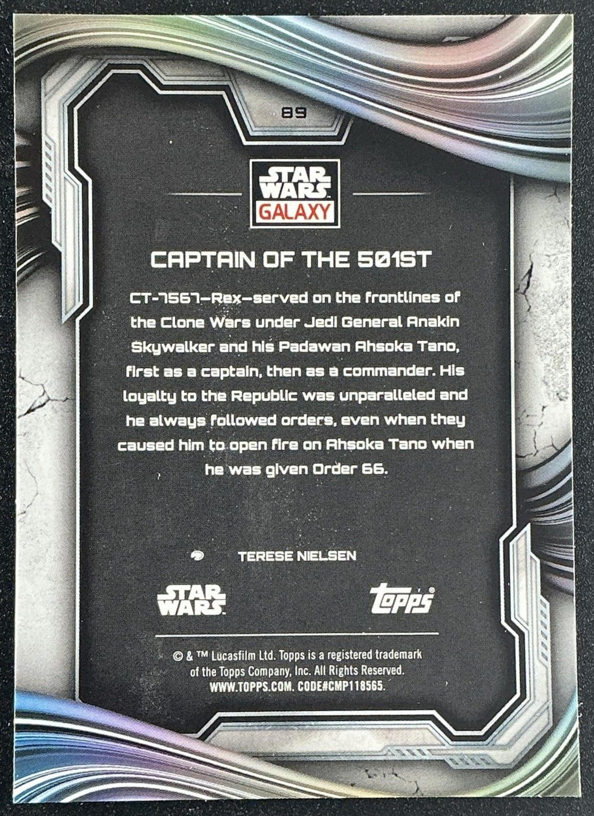 CAPTAIN OF THE 501ST 2025 TOPPS CHROME STAR WARS GALAXY #89