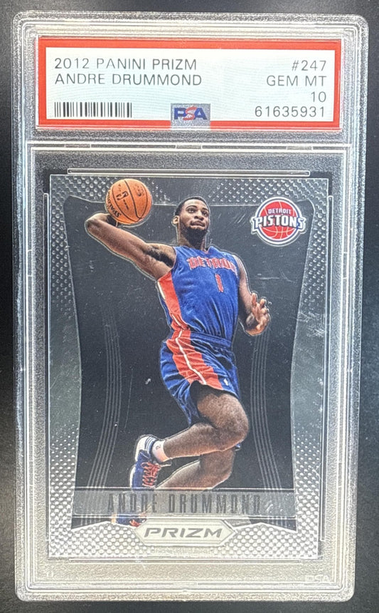 ANDRE DRUMMOND 2012-13 PANINI PRIZM #247 RC PISTONS PSA 10