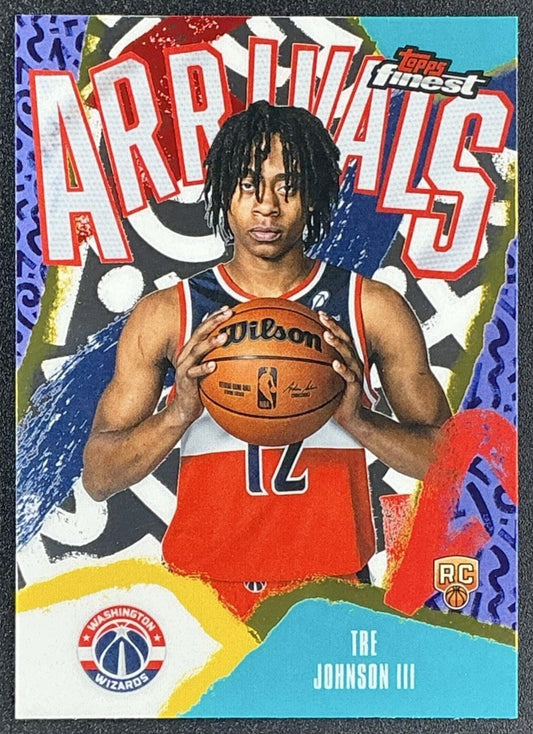 TRE JOHNSON III 2025-26 TOPPS FINEST #A-6 ARRIVALS RC WIZARDS