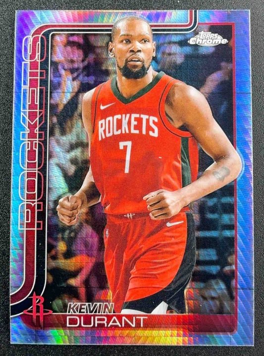 KEVIN DURANT 2025-26 TOPPS CHROME #155 PRISM REFRACTOR ROCKETS