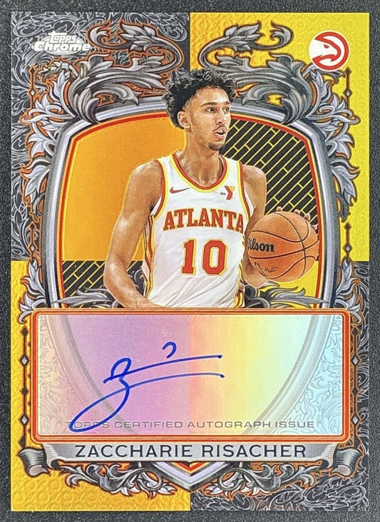2025 Topps Chrome Zaccharie Risacher Signature Style Gold Refractor /50 Auto