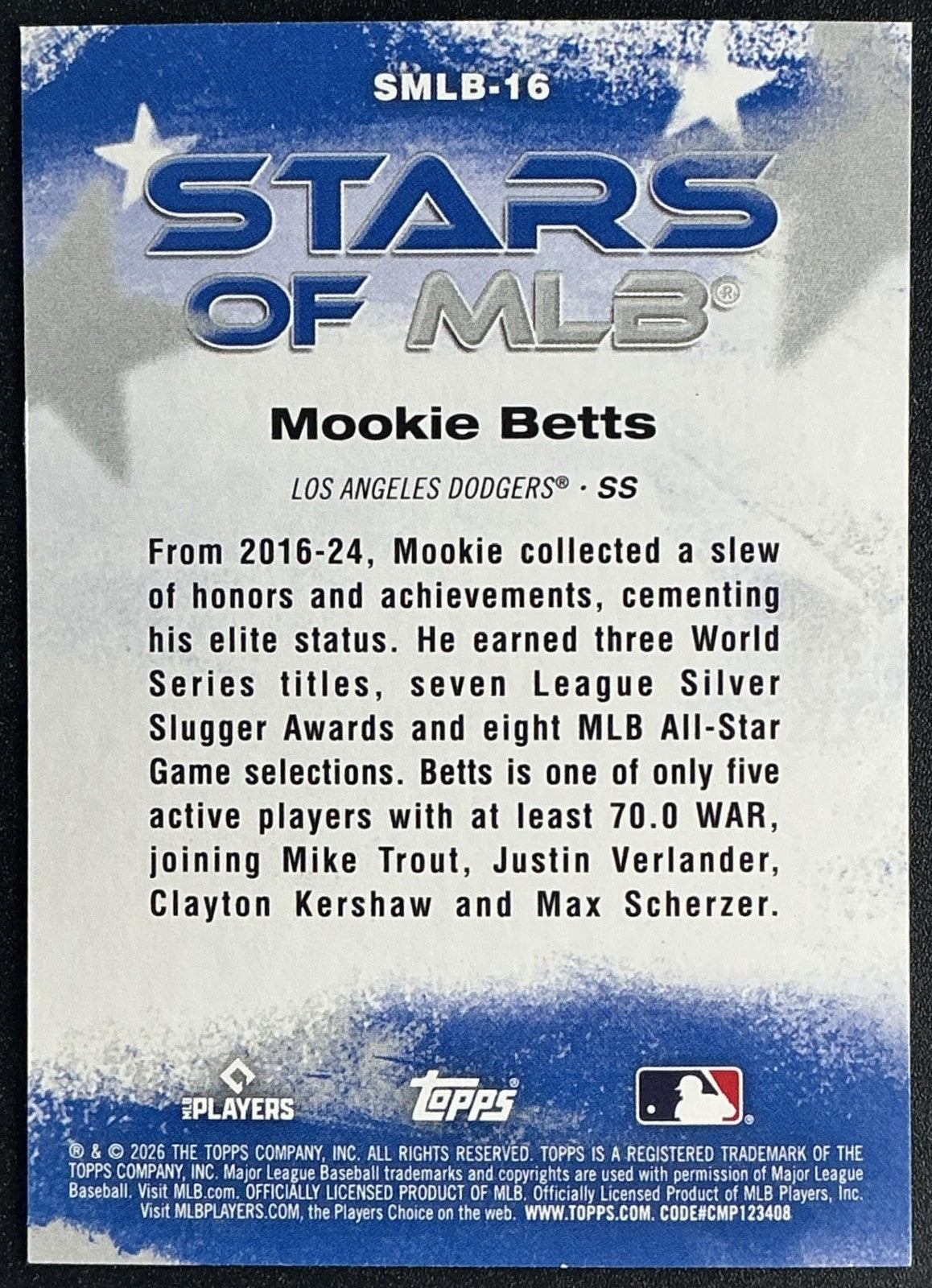 MOOKIE BETTS 2026 TOPPS SERIES 1 #SMLB-16 STARS OF MLB DODGERS