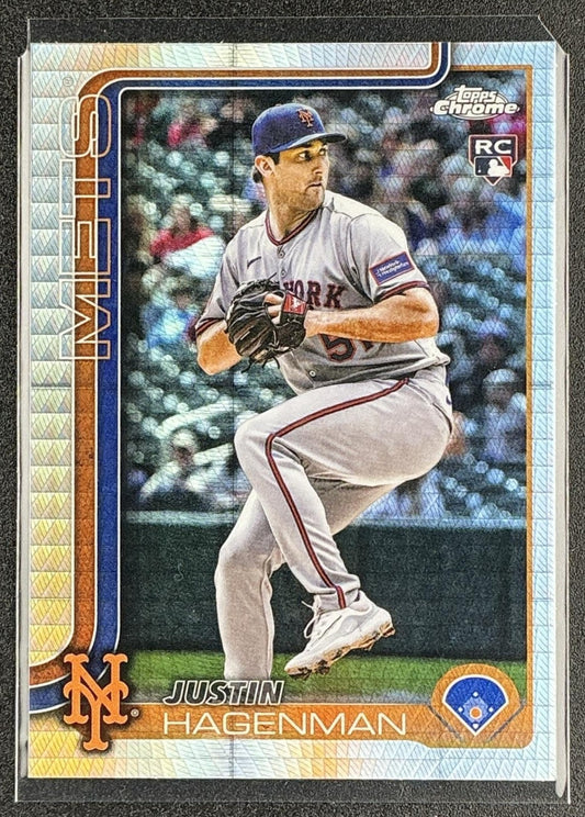 JUSTIN HAGENMAN 2025 TOPPS CHROME UPDATE #USC61 PRISM REFRACTOR RC METS