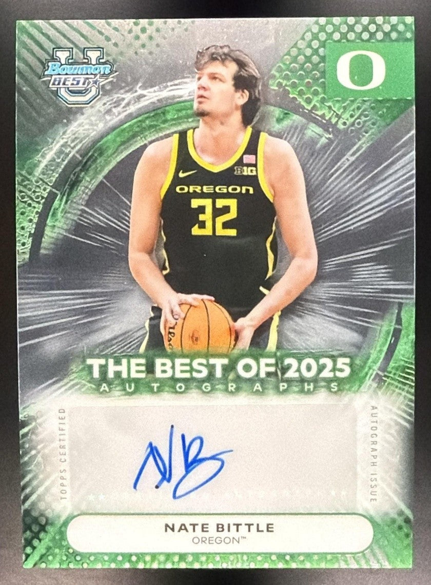 NATE BITTLE 2025-26 BOWMAN BEST UNIVERSITY #BA-NL BEST OF 2025 AUTO DUCKS