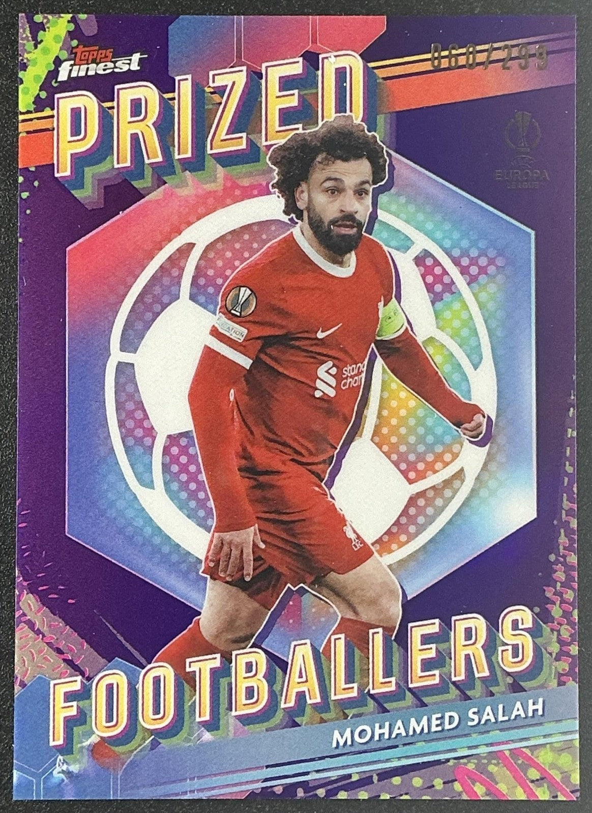 2023 Topps Finest Mohamed Salah #PF-11 Prized Footballers Purple /299