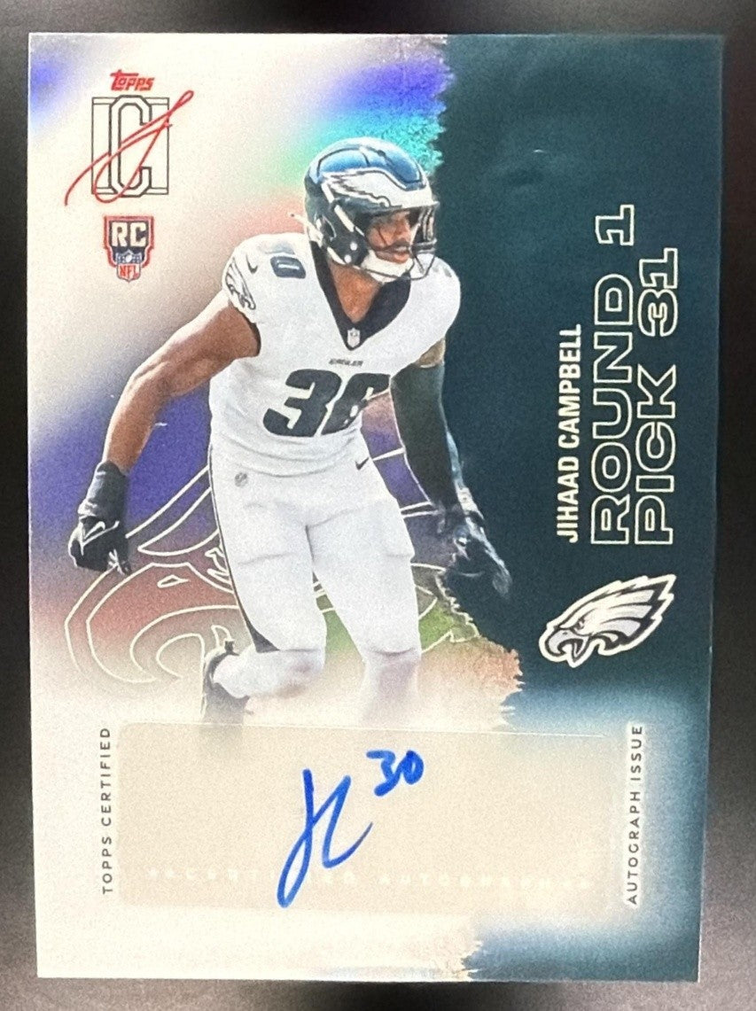 JIHAAD CAMPBELL 2025 TOPPS SIGNATURE CLASS #153 ROOKIE CHROME AUTO RC EAGLES
