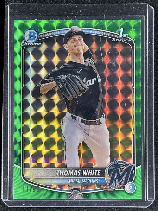 2025 Bowman Thomas White #BCP-69 Chrome Green Geometric Refractor /99 1st
