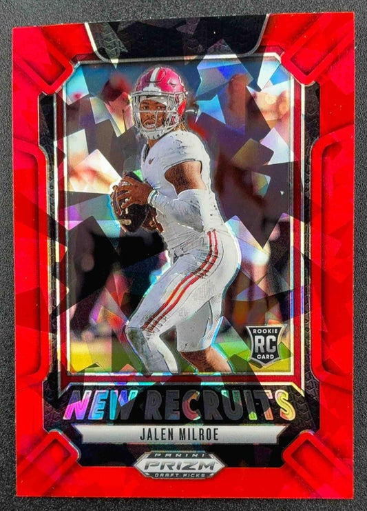 JALEN MILROE 2025 PANINI PRIZM DRAFT PICKS #7 NEW RECRUITS RED ICE CRIMSON TIDE