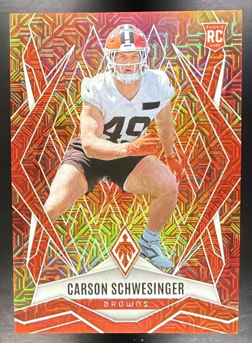 CARSON SCHWESINGER 2025 PANINI PHOENIX #201 FIRE BURST PRIZM 114/350 RC BROWNS