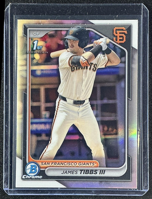 JAMES TIBBS III 2024 BOWMAN DRAFT #BDC-40 CHROME REFRACTOR 1ST PROSPECT GIANTS